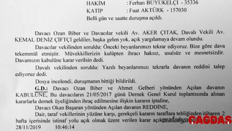 Fikret Orman'ın ihracını istediği Ozan Biber, ihraç kararını iptal ettirdi