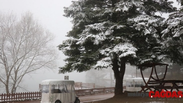 Gölcük Tabiat Parkı kar yağışıyla beyazlara büründü