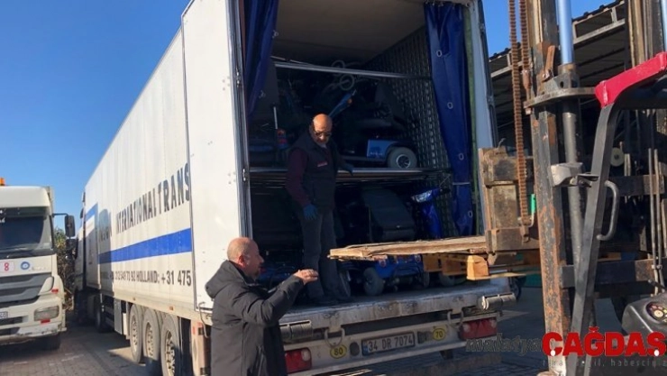 Hollanda'dan gelen 145 engelli aracı Havran'a ulaştı