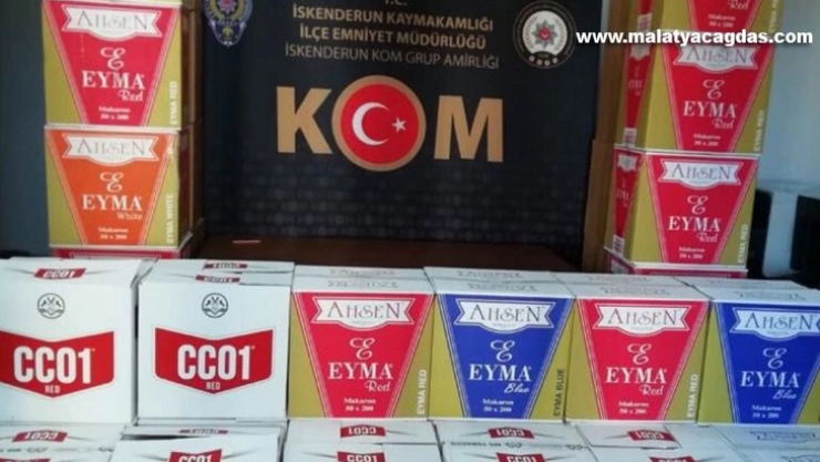 İskenderun'da 410 bin adet kaçak makaron ele geçirildi