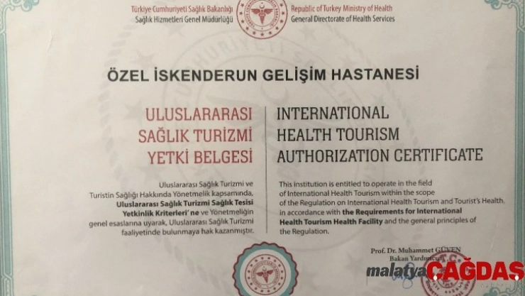 İskenderun Özel Gelişim Hastanesi 'Sağlık Turizmi Yetki Belgesi' aldı
