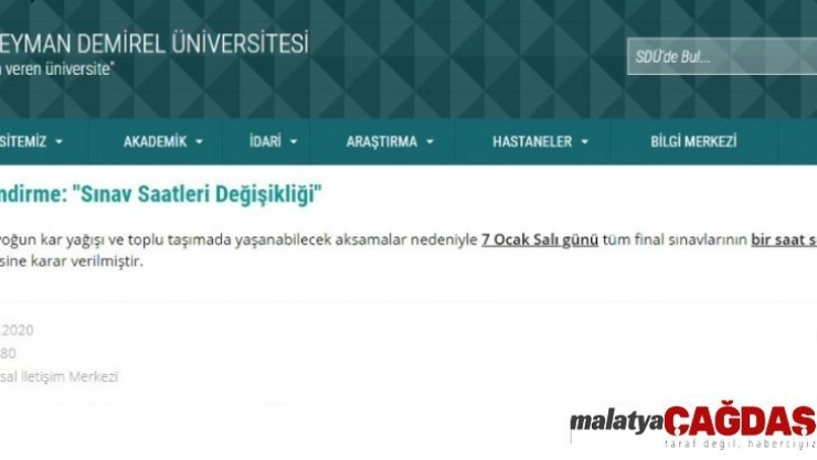 Isparta'da üniversitelilerin final sınavları için 1'er saatlik erteleme kararı