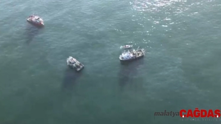 Kayıp 3 kişiyi arama çalışmaları havadan görüntülendi