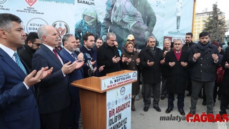 Kütahya'dan İdlib'e 7 tır yardım malzemesi