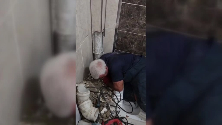 Mahsur kalan kedi yavrusu kurtarıldı