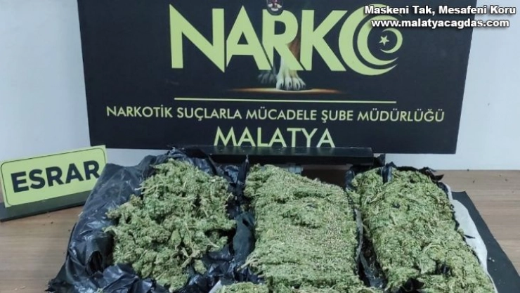 Malatya'da 3 kilo esrar ele geçirildi
