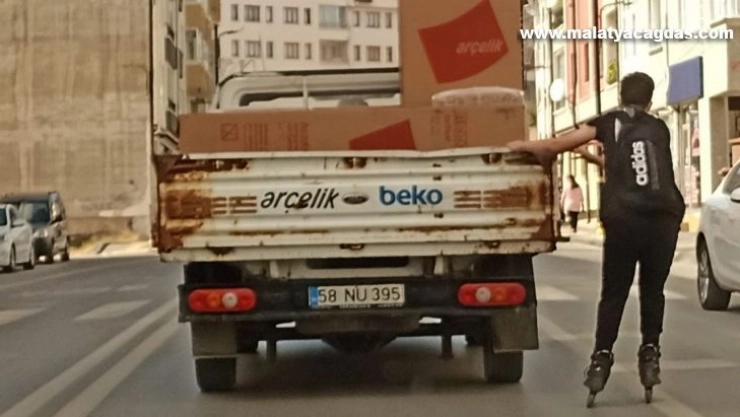 Patenli gencin tehlikeli yolculuğu kamerada