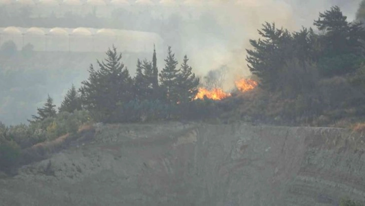 Samandağ'da çıkan bitki örtüsü yangını kürek yardımıyla söndürüldü