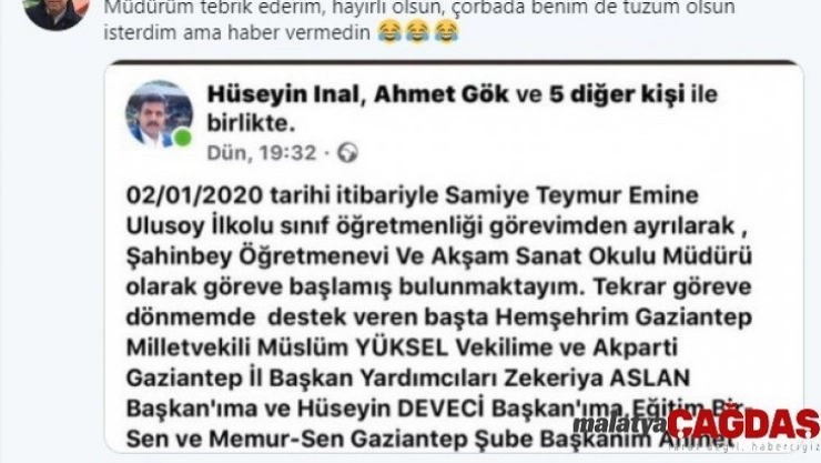 Sosyal medya teşekkürü görevden aldırdı