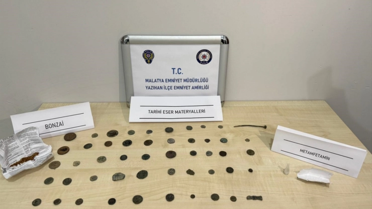 Tarihi eser ve uyuşturucuyla yakalanan sürücü gözaltına alındı