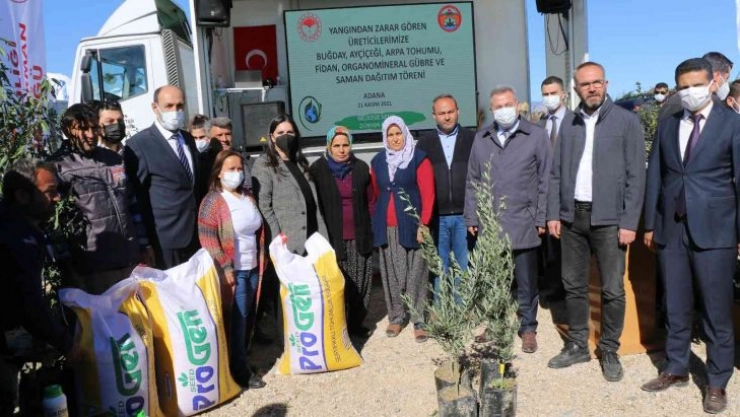 Yangın mağduru üreticilere destek