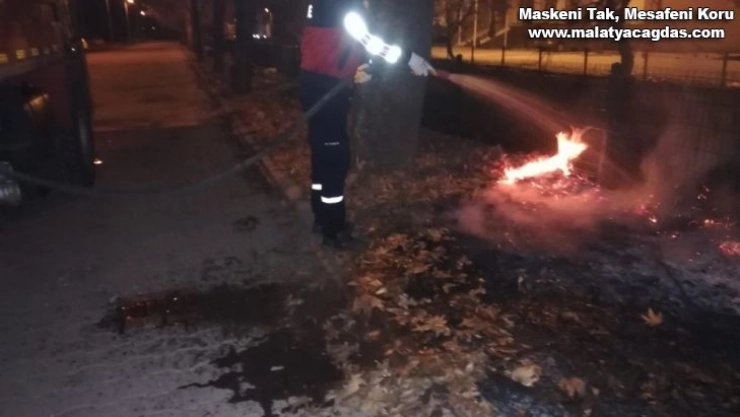 Yaprak yangını büyümeden söndürüldü