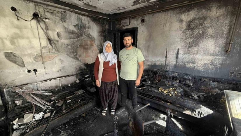 Evleri yangında küle döndü, aile canını zor kurtardı