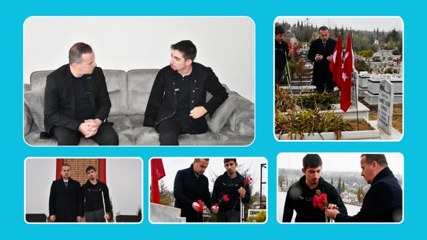 Başkan Karademir'den depremde ailesini kaybeden Ömer Gürbüz'e moral ziyareti