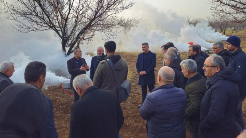 Kayısıda Zirai Dona Karşı Sisleme Makinesi Denendi