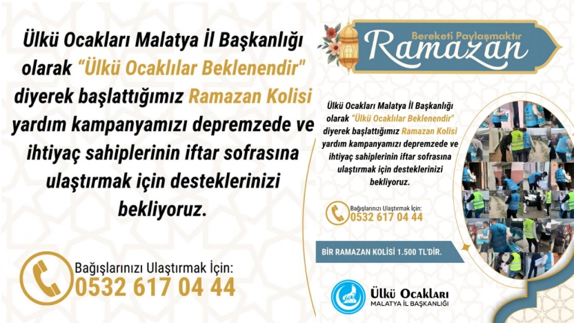 Ülkü Ocakları malatya'dan 'beklenendir' sloganıyla ramazan yardımı