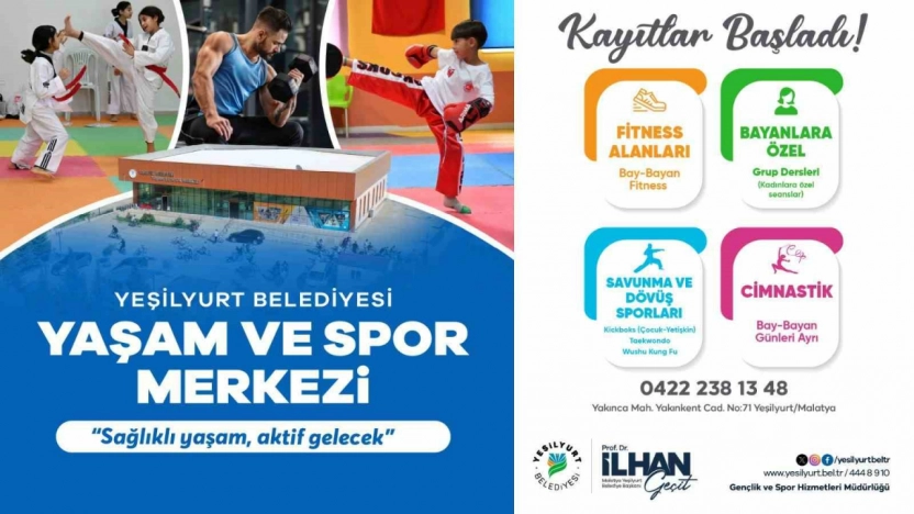 Yeşilyurt Belediyesi Yaşam ve Spor Merkezi'nde kayıtlar başladı