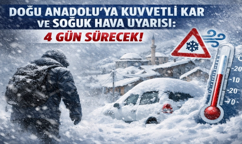 Doğu Anadolu'ya Kuvvetli Kar ve Soğuk Hava Uyarısı: 4 Gün Sürecek