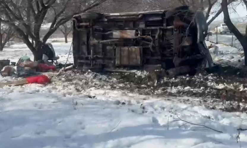 Malatya'da kontrolden çıkan minibüs kayısı bahçesine uçtu